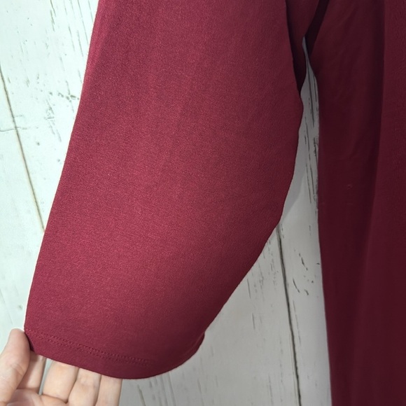 Travelsmith Burgundy Red Rayon Spandex Long Sleeve Dress Size Large Petite - Picture 3 of 4